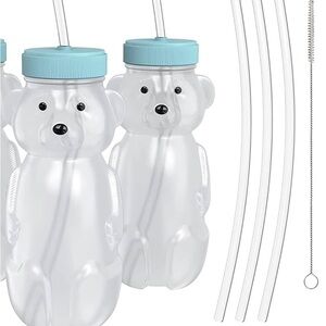 2 honeybear bottles with extra straws